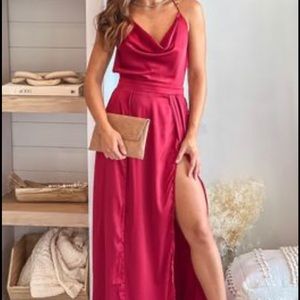 Burgundy Satin Dress - Never Worn